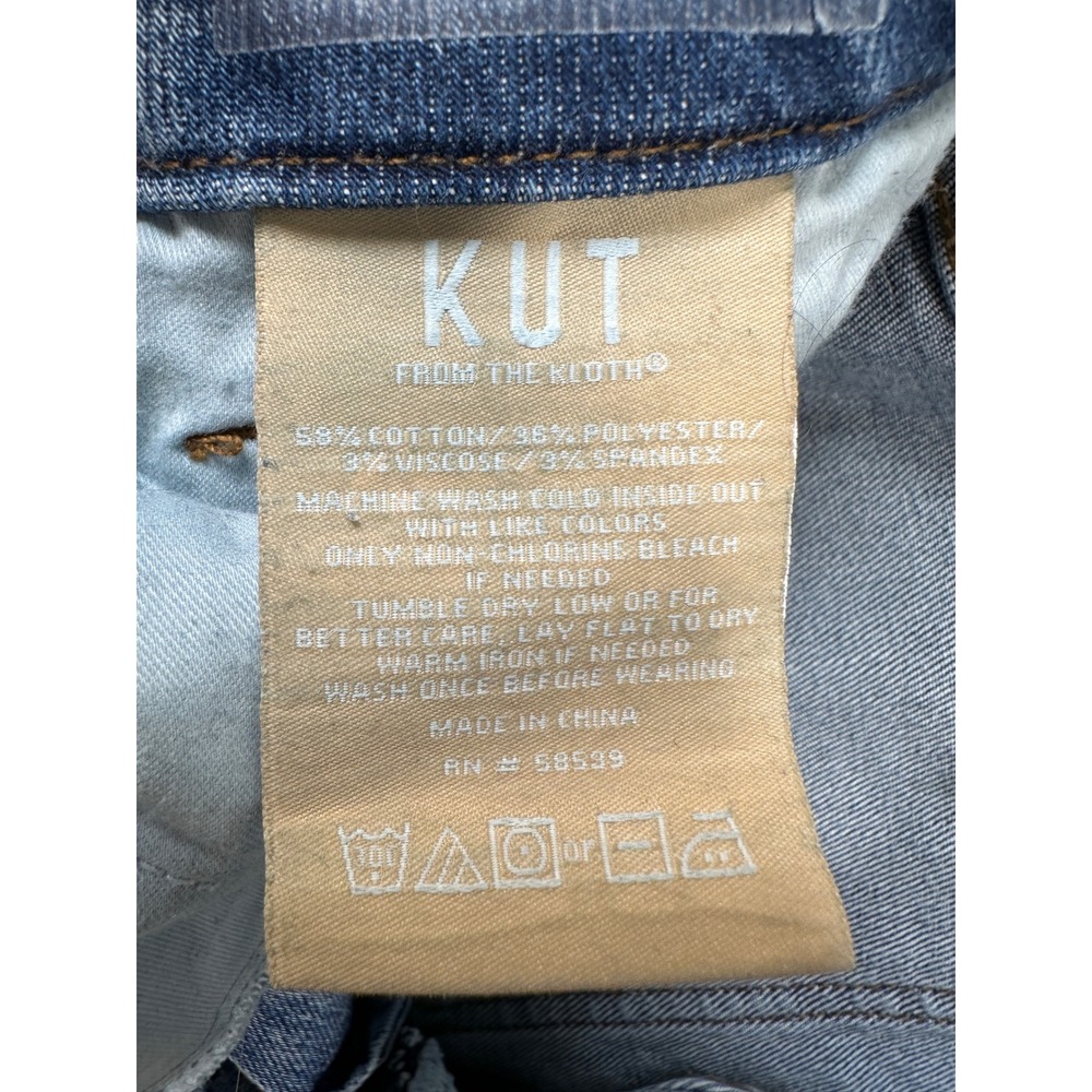 Kut from the Kloth Wide Leg Raw Hem Jeans Blue Denim Size 14 - Picture 6 of 9